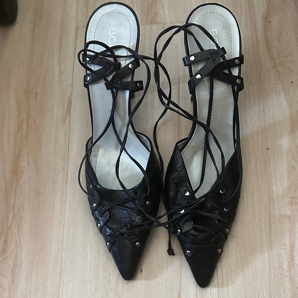 Vintage BCBGirls Black Lace-Up Heels SZ: 6.5 TO BE DONATED 6/1